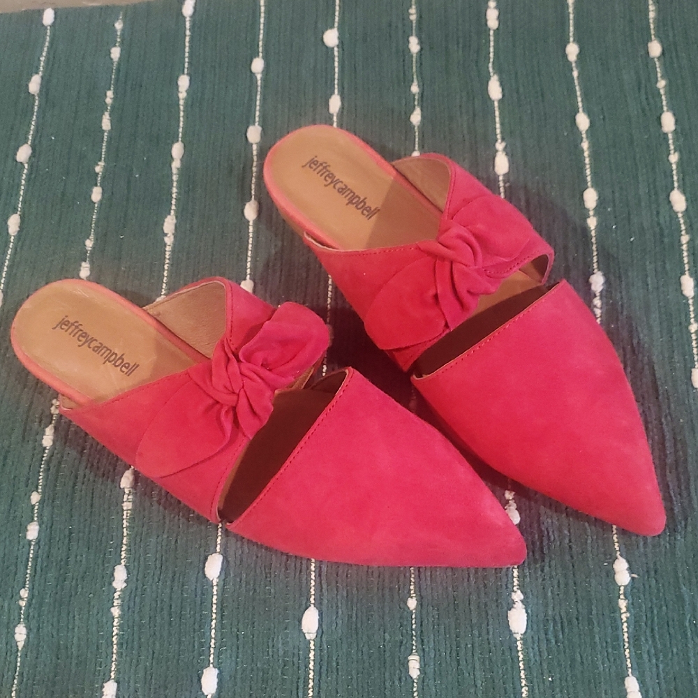 Jeffrey Campbell Vibrant Red Suede Mules